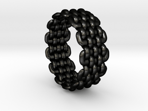 Wicker Pattern Ring Size 9 in Matte Black Steel
