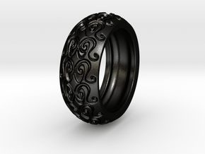 Sharon Ray - Tire Ring in Matte Black Steel: 9 / 59