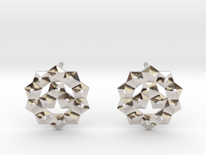 Faceted Circle Earring in Rhodium Plated Brass