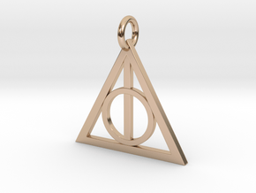  Deathly Hallows Triangle Pendant in 14k Rose Gold Plated Brass