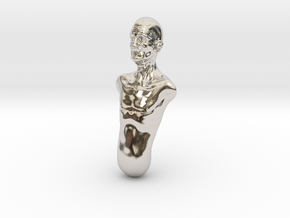 Old man Charm in Rhodium Plated Brass