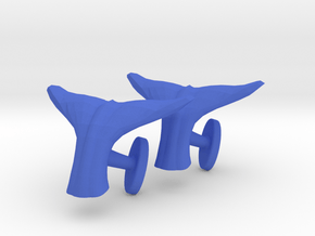Whale tail cufflinks in Blue Processed Versatile Plastic