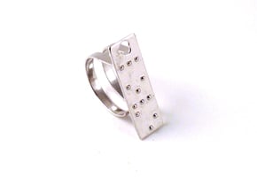 Adjustable ring. Love in Braille. in Natural Silver