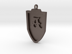 Medieval A Shield Pendant in Polished Bronzed Silver Steel