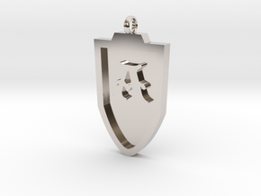 Medieval A Shield Pendant in Rhodium Plated Brass