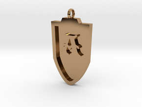 Medieval A Shield Pendant in Polished Brass