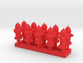 Fire Hydrant - Qty (10) HO 1:87 scale in Red Processed Versatile Plastic