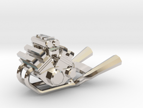 Yamaha Vmax engine keychain in Rhodium Plated Brass