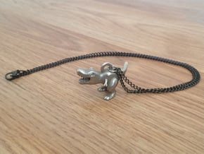 T. Rex Necklace Pendant in Polished Bronzed Silver Steel