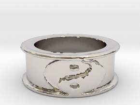 Yin Yang Ring Size 7.5 in Rhodium Plated Brass