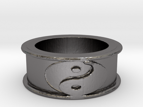 Yin Yang Ring Size 7.5 in Polished Nickel Steel