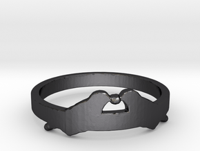 Love Birds Ring Size 7.5 in Polished and Bronzed Black Steel