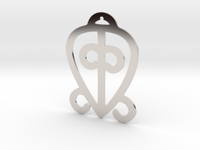 Adinkra Collection-Power Of Love Pendant (metals) in Rhodium Plated Brass