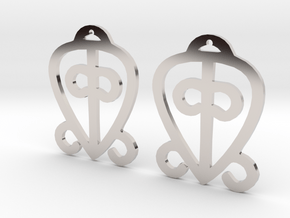 Adinkra Collection-Power Of Love Earrings (metals) in Rhodium Plated Brass