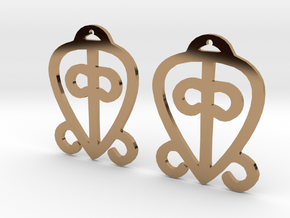 Adinkra Collection-Power Of Love Earrings (metals) in Polished Brass