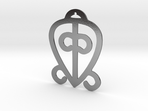 Adinkra Collection-Power Of Love Pendant (metals) in Polished Silver