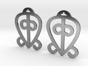 Adinkra Collection-Power Of Love Earrings (metals) in Polished Silver