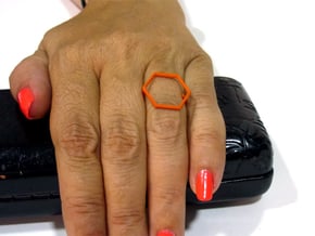 Hexagon ring shape. in Orange Processed Versatile Plastic
