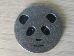 Panda coin - with no patterning in Polished Bronzed Silver Steel