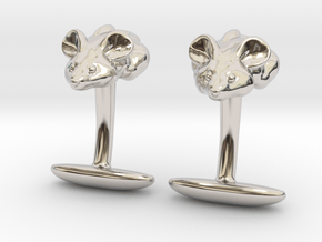 Mouse Cuff links  in Rhodium Plated Brass
