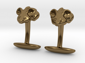 Mouse Cuff links  in Polished Bronze