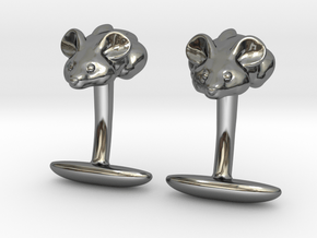 Mouse Cuff links  in Fine Detail Polished Silver