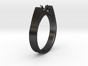 Design Ring For Diamond Ø19 Mm US Size 9 in Polished and Bronzed Black Steel