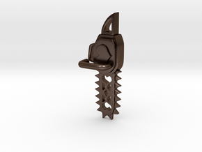 Kawaii Heart Chainsaw 7.6cm Charm in Polished Bronze Steel