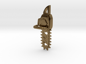 Kawaii Heart Chainsaw 7.6cm Charm in Polished Bronze