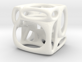 Voronoi Cube (002) in White Processed Versatile Plastic