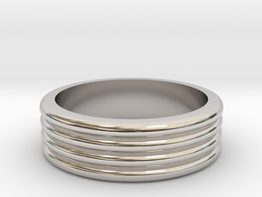 Mens Ridge Wedding Band in Rhodium Plated Brass