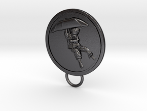 Umbrella Boy Keychain in Polished and Bronzed Black Steel