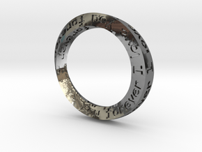 Mobius ring "I Love You Forever" Size 5 in Fine Detail Polished Silver