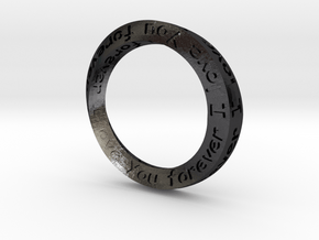 Mobius ring "I Love You Forever" Size 5 in Polished and Bronzed Black Steel