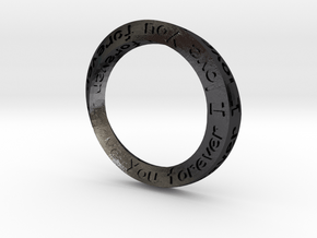 Mobius ring "I Love You Forever" Size 12 in Polished and Bronzed Black Steel