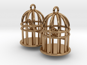 Bird Cage Earrings in Polished Brass