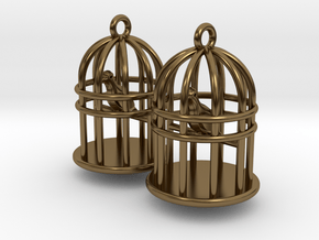 Bird Cage Earrings in Polished Bronze