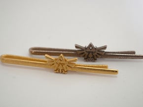 Legend of Zelda: Triforce Tie Clip in Polished Bronzed Silver Steel