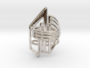 Balem's Ring2 - US-Size 8 (18.19 mm) in Rhodium Plated Brass