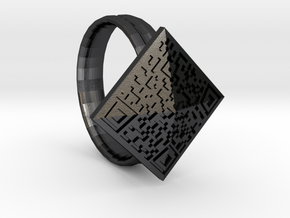 Btc Ring in Polished and Bronzed Black Steel