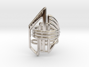 Balem's Ring2 - US-Size 6 (16.51 mm) in Rhodium Plated Brass
