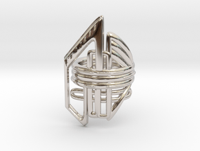 Balem's Ring2 - US-Size 3 (14.05 mm) in Rhodium Plated Brass