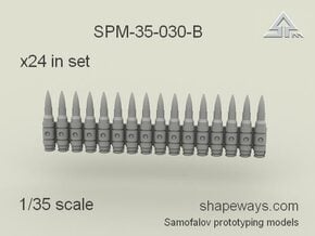 1/35 SPM-35-030-B .30 cal cartridges linked in Clear Ultra Fine Detail Plastic
