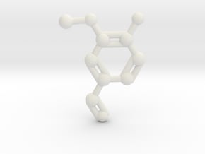 Vanillin (Vanilla) Molecule Necklace Keychain in White Natural Versatile Plastic