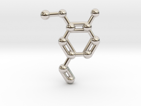 Vanillin (Vanilla) Molecule Necklace Keychain in Rhodium Plated Brass