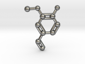 Vanillin (Vanilla) Molecule Necklace Keychain in Fine Detail Polished Silver