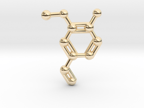 Vanillin (Vanilla) Molecule Necklace Keychain in 14K Yellow Gold