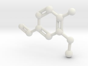 Vanillin Molecule Big (Vanilla) Necklace Pendant in White Natural Versatile Plastic