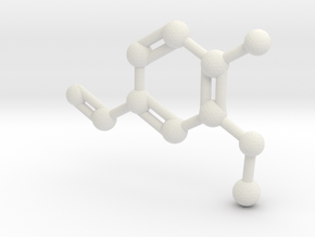 Vanillin Molecule Big (Vanilla) Necklace Pendant in White Natural Versatile Plastic