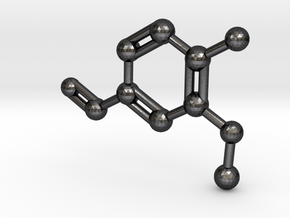 Vanillin Molecule Big (Vanilla) Necklace Pendant in Polished and Bronzed Black Steel